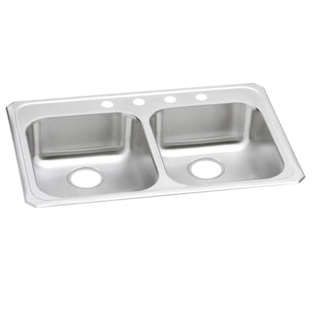 Elkay Celebrity Stainless Steel 33 X 21-1/4 X 5-3/8 Equal Double Bowl Top Mount Sink GECR3321MR2